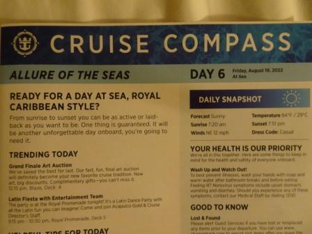 Day 6 Cruise Compass